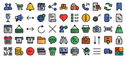 A set of colorful commerce and shopping icons set. Illustration vector