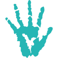 A hand print with a heart on it png
