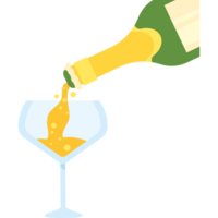 A bottle of champagne being poured into a glass png