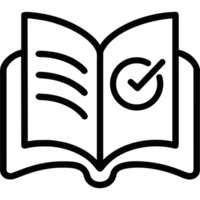 An open book with a check mark on it png