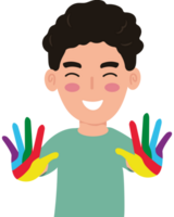 A boy with colorful hands png