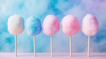 Colorful cotton candy in soft pastel color background photo
