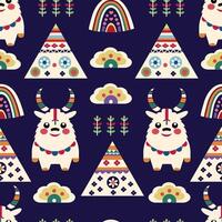 bright deer on a dark background. seamless pattern vector