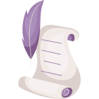 A scroll with a feather and a feather on it png