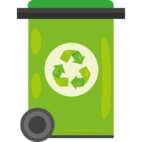 A green trash can with a recycling symbol on it png