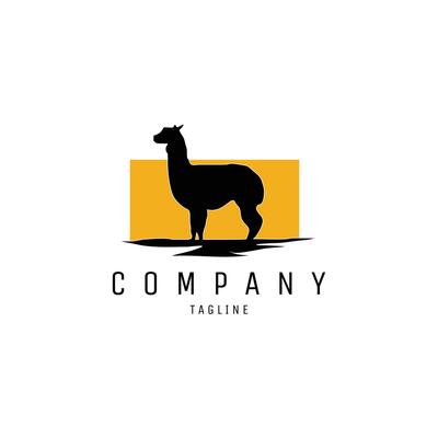 silhouette alpaca animal logo. isolated white background view from side. Best for logo, badge, emblem, icon, sticker design, animal industry. available in eps 10.