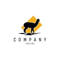 alpaca animal logo isolated white background view from side. illustration available in eps 10. vector