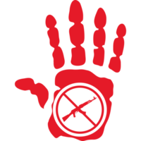 A red hand with a gun in it png