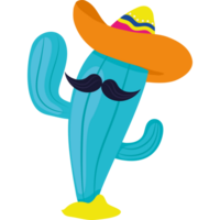 A cartoon cactus with a mustache and a sombrero png