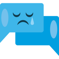 Two speech bubbles with a sad face and a crying face png