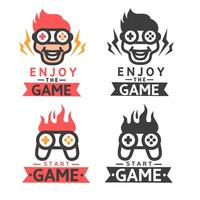 game logo and joystick.collection of game player badges vector