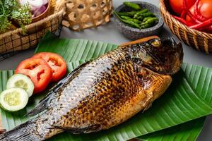 Grilled tilapia or ikan nila panggang photo