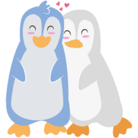 Two penguins are hugging each other png