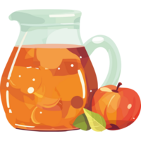 A pitcher of apple cider with an apple and a slice of apple png