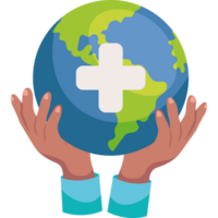 Hands holding a globe with a cross on it png