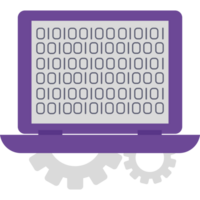 uma computador portátil com engrenagens e uma binário código png