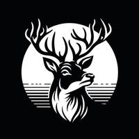 a deer head with horns on a black background vector