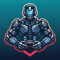 a robot holding a gamepad joystick controller in his hands gaming game e-sport sports team logo vector