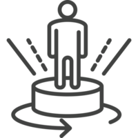 A man standing on a platform with arrows pointing to him png
