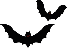 Two bats with glowing eyes are shown in the dark png
