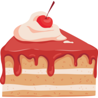 A slice of cake with a cherry on top png