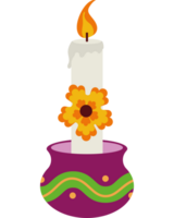 A candle with a flower in it on a black background png