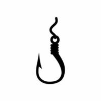 illustration of fishing hook with rope on white background. Concept of sea fish trap with bait. vector