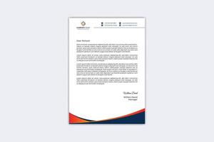 Simple letterhead template with yellow, orange and navy blue color vector