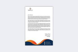 Populer letterhead template with yellow, orange and navy blue color vector