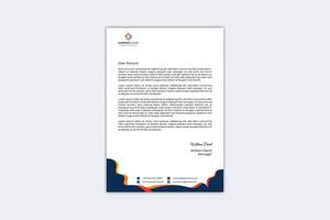 Modern letterhead design template with yellow, orange and navy blue color vector