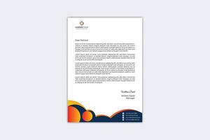 Unique letterhead template with yellow, orange and navy blue color vector