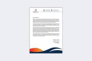Professional letterhead template with yellow, orange and navy blue color vector