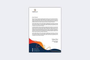 Creative letterhead template with yellow, orange and navy blue color vector