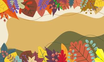 Creative autumn background with simple leaves and texture. Leaf fall. abstract illustration vector