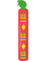 A red pepper shaker with a green and yellow design png