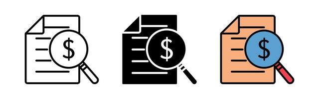 set of accounting invoice icons, financial document analysis symbols. modern design isolated on white background vector