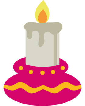 un rosado vela con un amarillo fuego en parte superior png