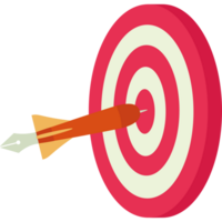 A red and white dart hitting a target png