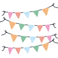 A group of colorful bunting flags hanging on a string png