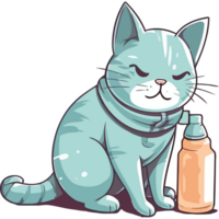 A cartoon cat with a bottle of water png