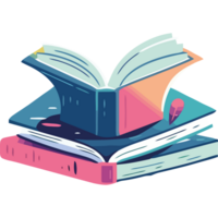 An open book with a pencil on top of it png