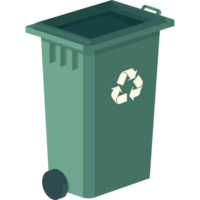 A green trash can with a recycling symbol on it png