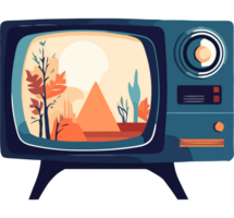 An old television with a desert scene on it png