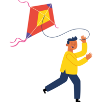 A man is flying a kite with a string png