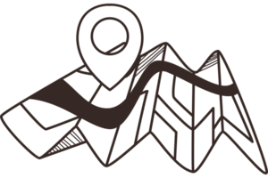 A map marker with a person standing in front of it png