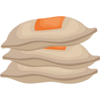 A stack of three dumplings with an orange top png