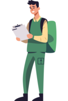 A man in green uniform holding a folder png