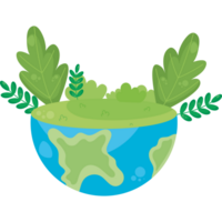 An earth with plants and leaves on it png