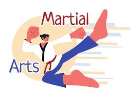 Illustration of a Karate Fighter Executing Kicking Techniques in Martial Arts Combat vector