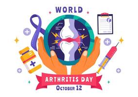 World Arthritis Day illustration on October 12, emphasizing bone health and arthritis management vector
